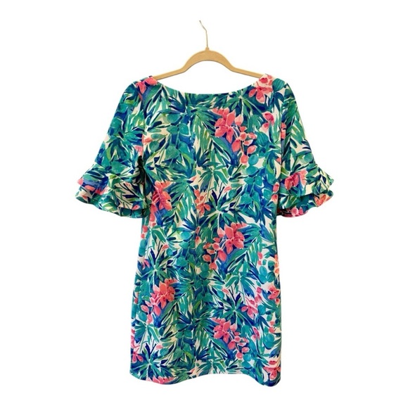 Pappagallo Ruffle Sleeve Erica Floral Midi Dress Small - Picture 3 of 8
